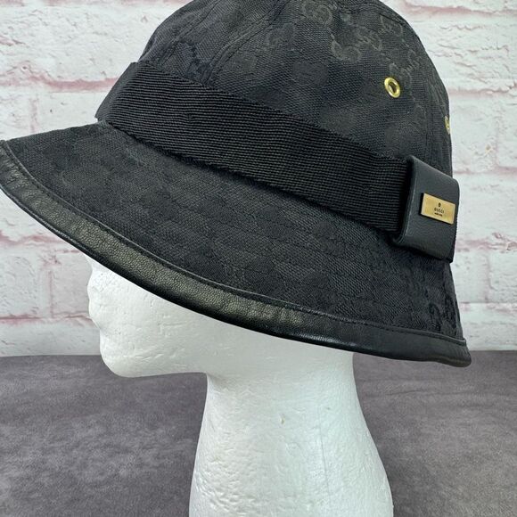 Gucci Black Denim Grommet Bucket Hat